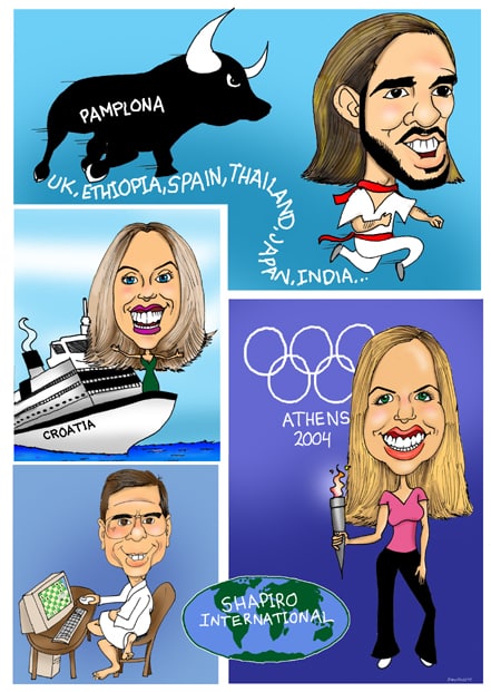 several different custom caricatures